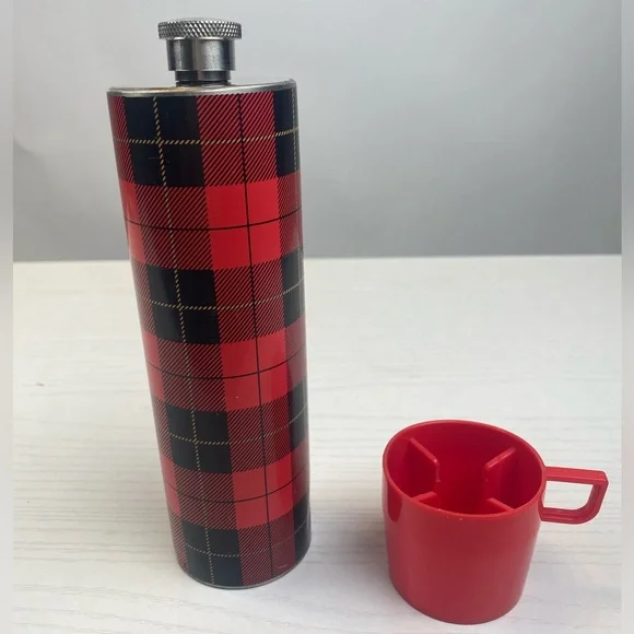 Fred Vintage Style Thermos Stainless Steel Flask Tartan Plaid - Picture 7 of 9